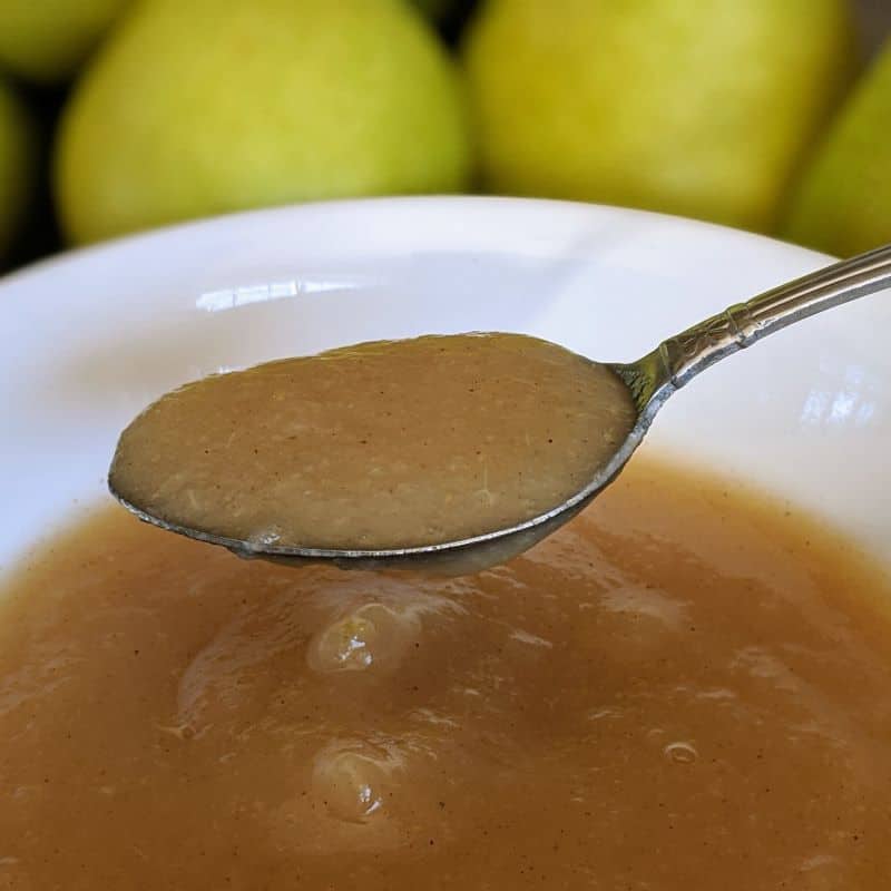 A really smooth pear puree.