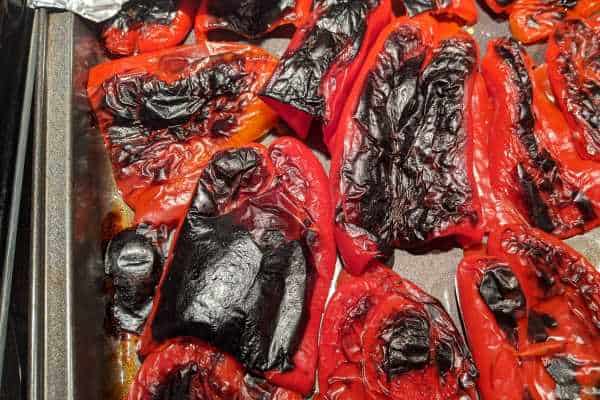 Roasting red peppers to make kidney friendly soup.