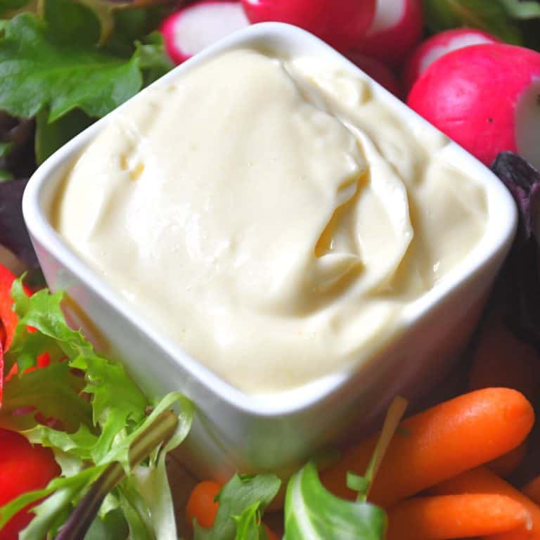 Low sodium mayo featured with fresh vegetables.